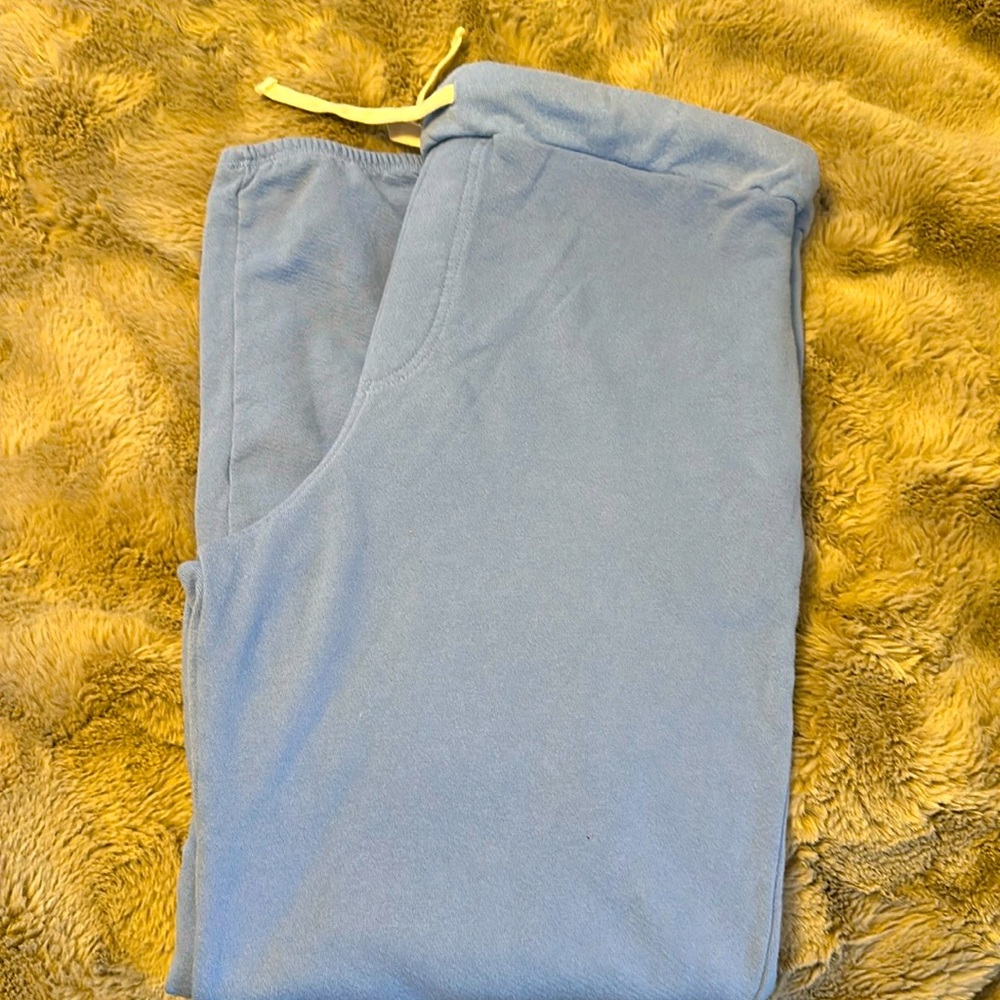 NWOT- MONROW MENS XL SWEAT PANTS BABY BLUE W/WHITE THICK DRAWSTRING